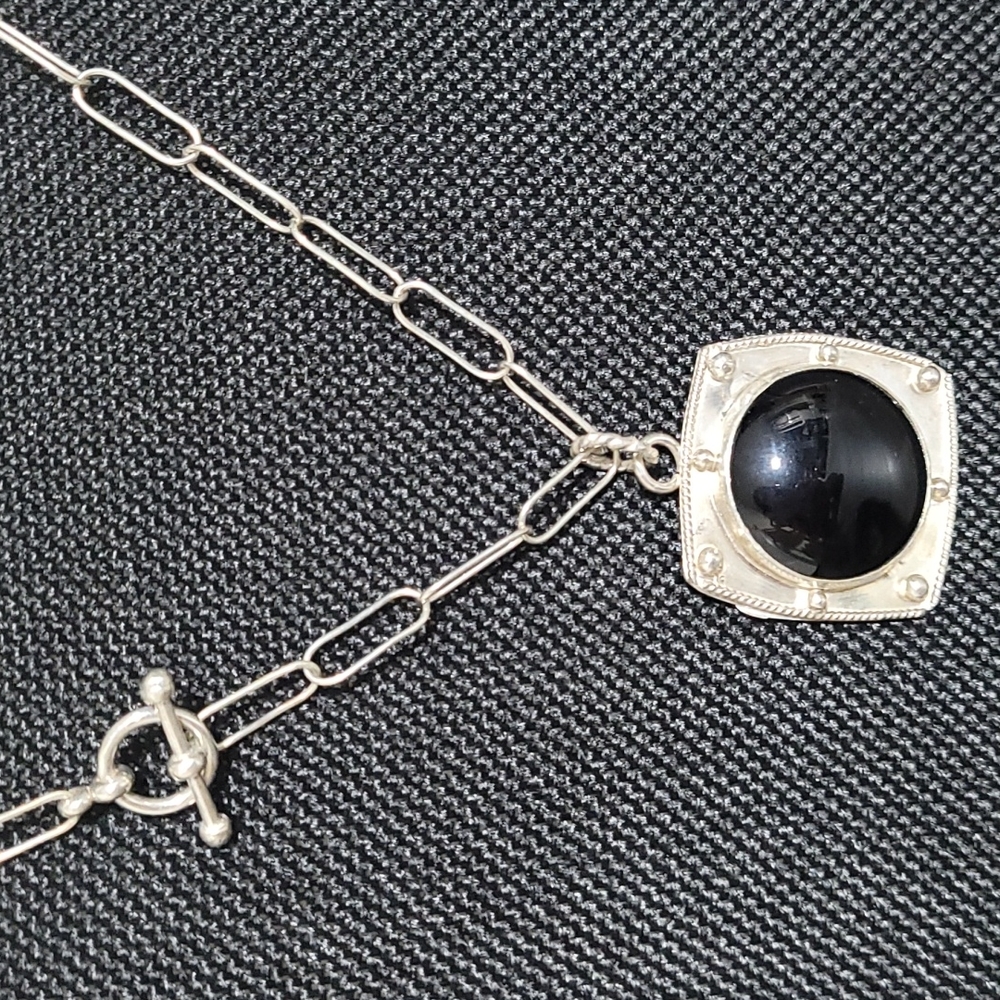 Black Onyx Necklace Sterling Silver Handmade